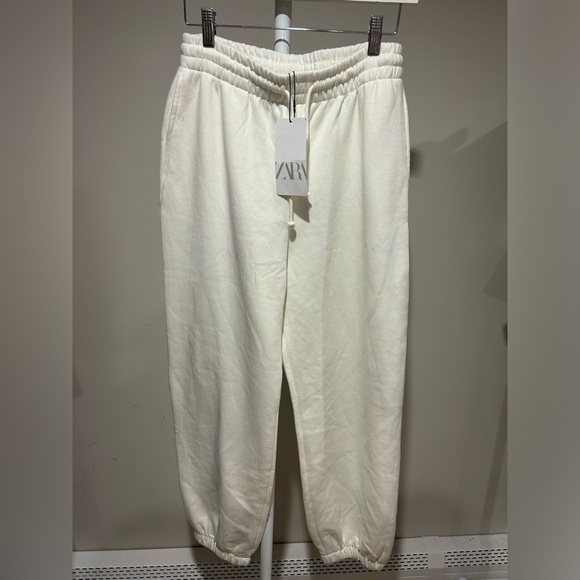 Zara women’s Cream BASIC PLUSH JOGGER PANTS NWT - Picture 5 of 6